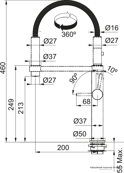 Кухонный смеситель Franke Pescara Semi-Pro 360 copy_115.0393.976