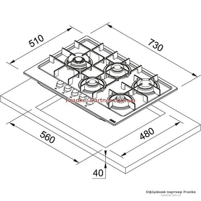 Газовая варочная поверхность Franke Maris FHMA 755 4G DCL XS C 106.0554.382